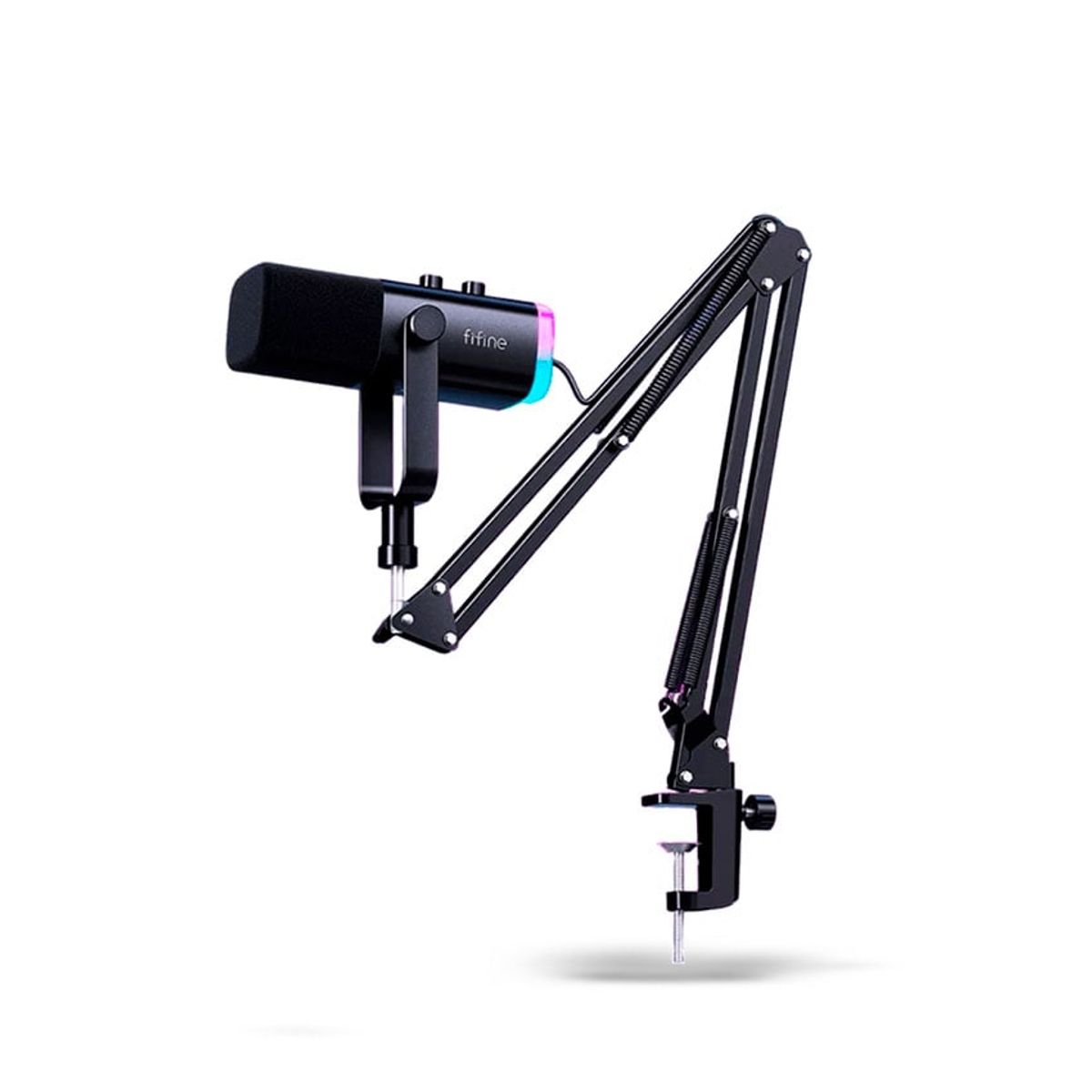 FIFINE - Micrófono Dinamino + Brazo Fifine AM8 RGB USB XLR Cardioide - Negro