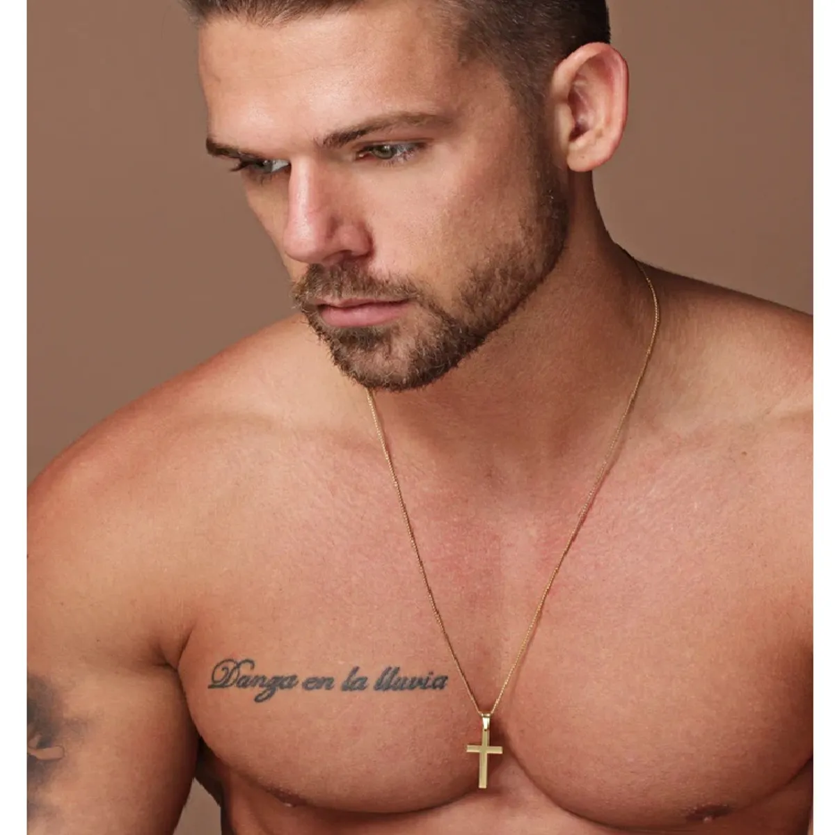 OEM - Collar Hombre Cruz Plana Mediano Acero Inoxidable 316L x SAN VALENTIN