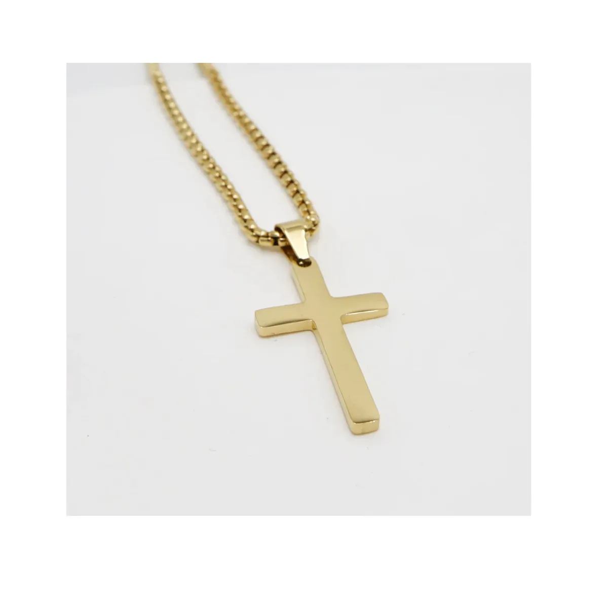 OEM - Collar Hombre Cruz Plana Mediano Acero Inoxidable 316L x SAN VALENTIN