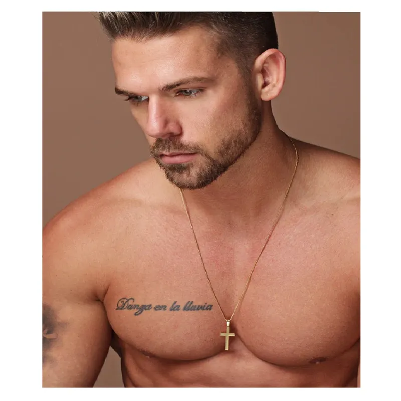 OEM - Collar Hombre Cruz Plana Mediano Acero Inoxidable 316L