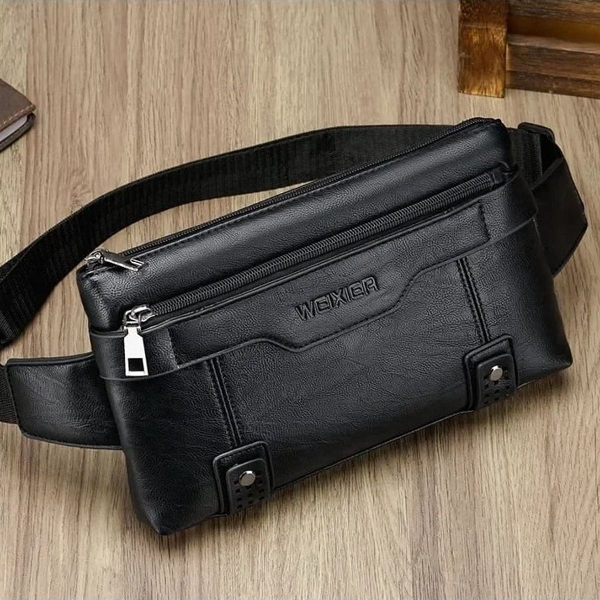 GENERICO - Makeway - Canguro Bandolera Bolso Hombre cuero PU