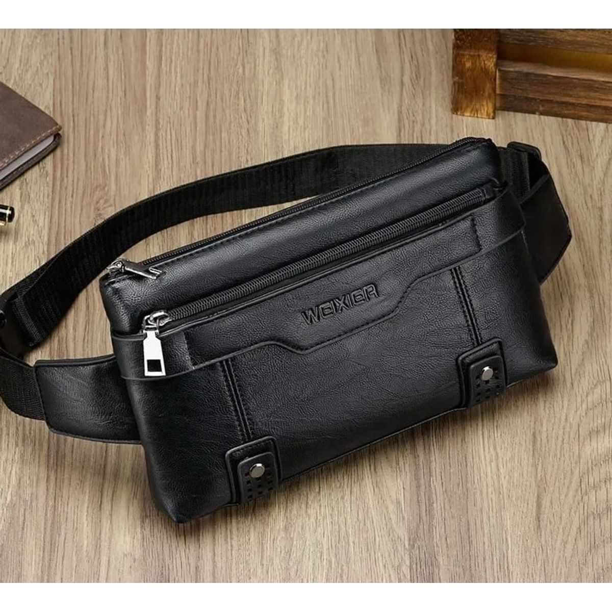 GENERICO - Makeway - Canguro Bandolera Bolso Hombre cuero PU