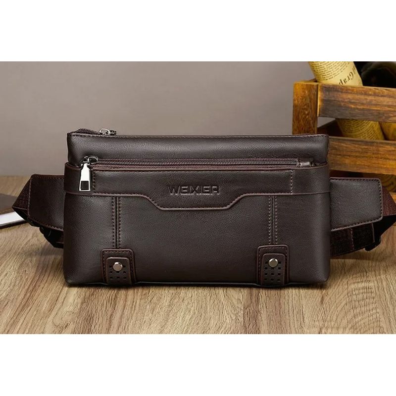 GENERICO - Makeway - Canguro Bandolera Bolso Hombre cuero PU