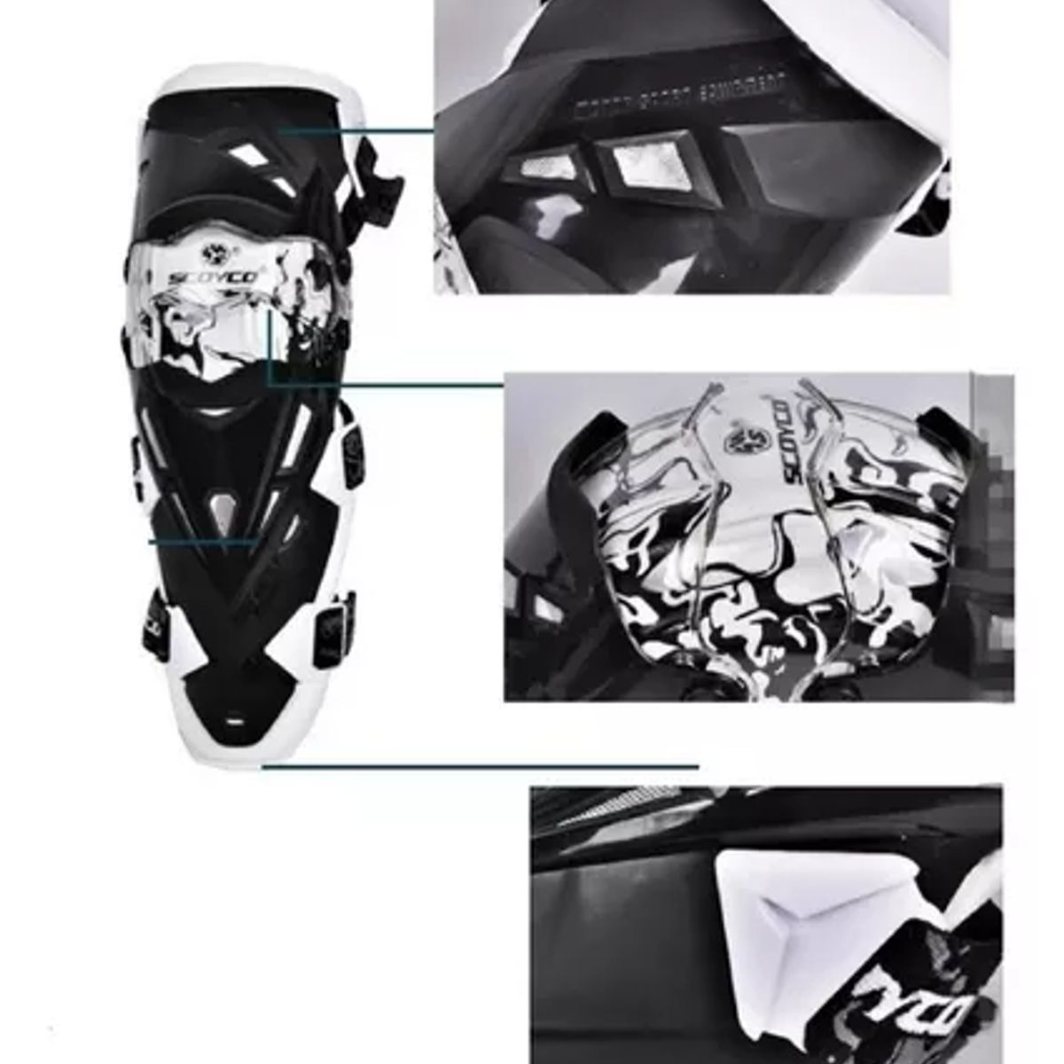 SCOYCO - RODILLERAS SCOYCO BLANCO K12 PARA MOTOCICLISTAS