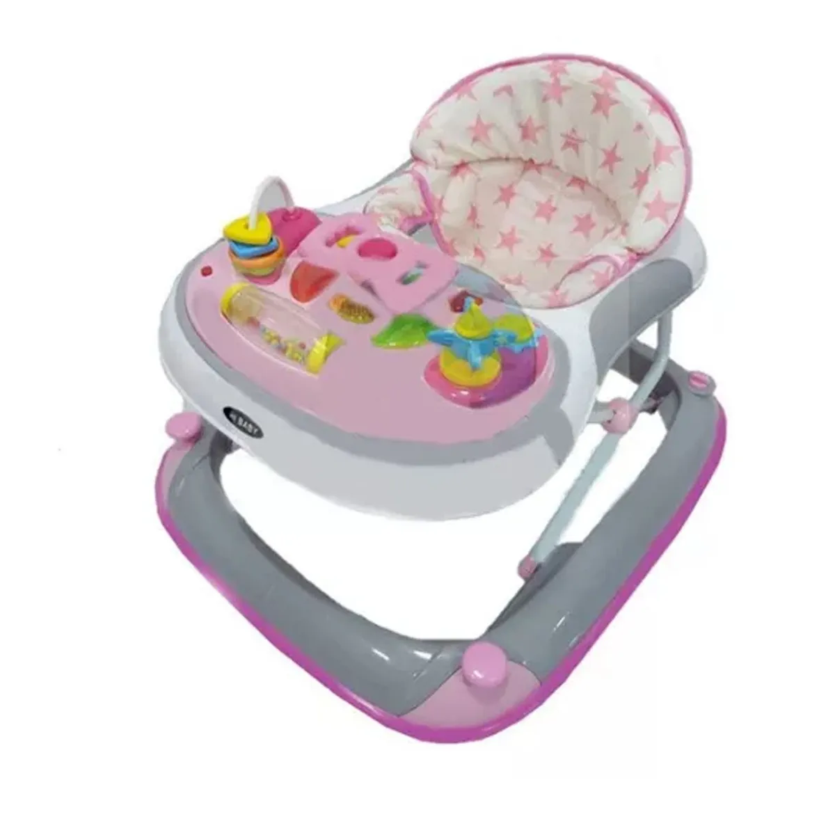 HI BABY - Andador Musical con Bluetooth Timón 3 Niveles Rosado