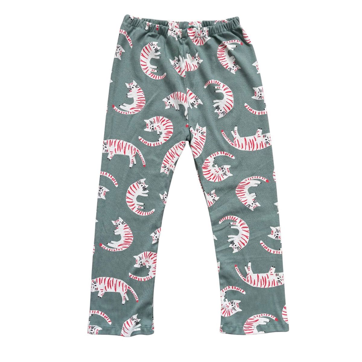 RED CARROT - Pantalon verde con gatos rojos