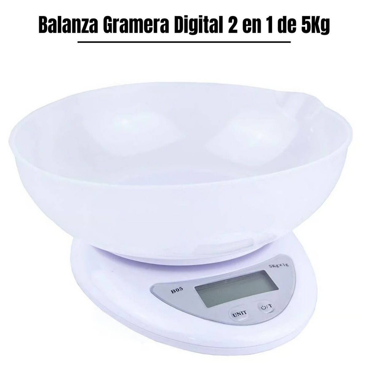 GENERICO - Balanza Gramera de Reposteria Digital 5Kg 2 en 1