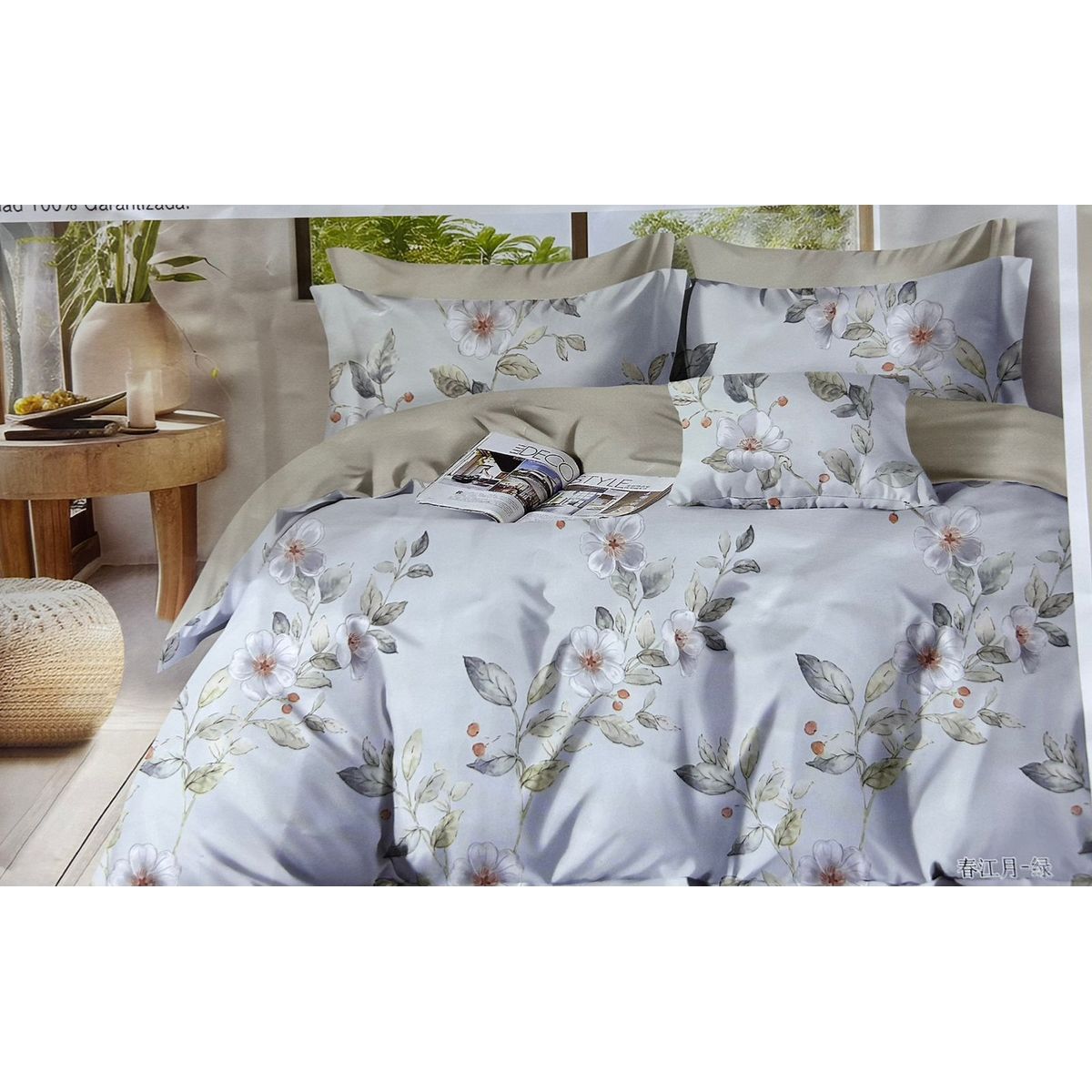 MINGDA - Set de Edredón 2 Pz+ Juego de Sábanas + Funda  100% Bambu