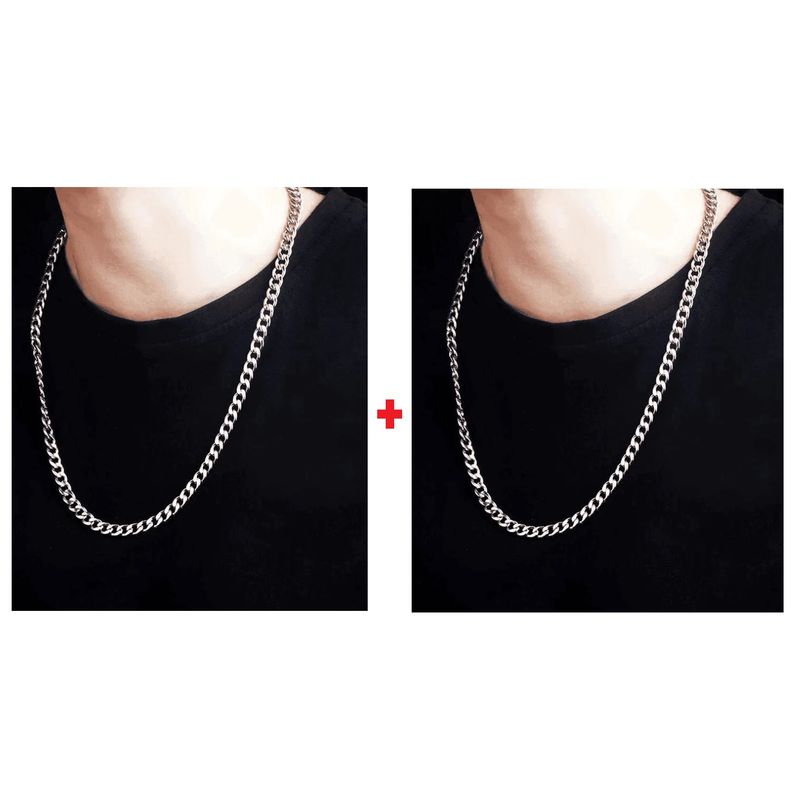 OEM - Set 2 Cadenas Collar Hombre Eslabon Semi Grueso Acero Inoxidable 316L