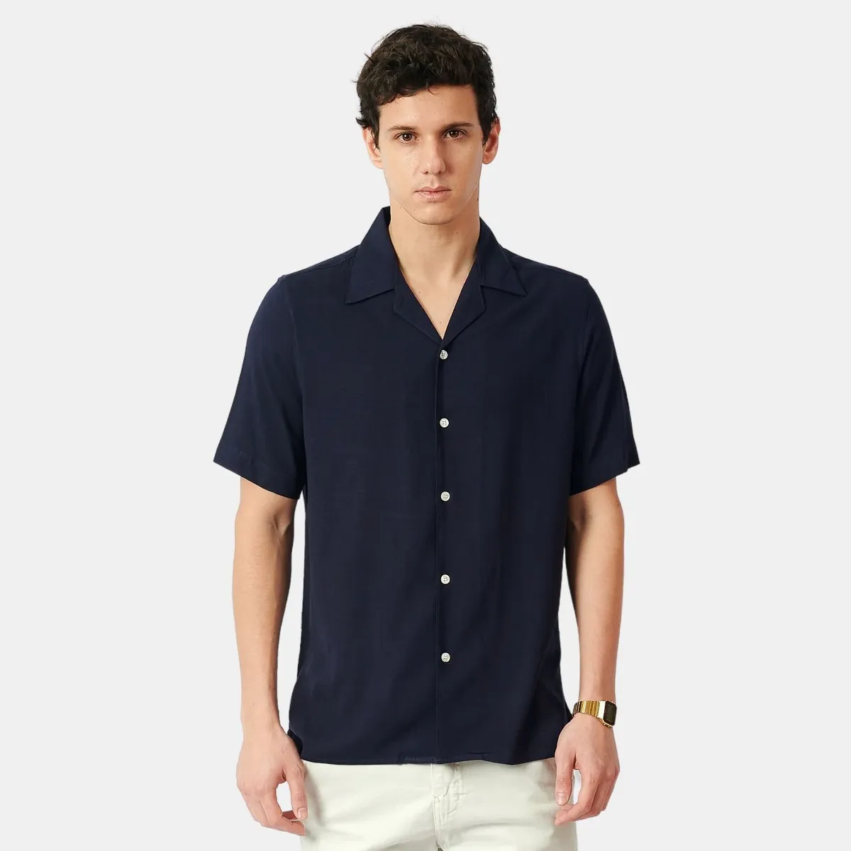 SAN COSME - Camisa Lino Hombre Azul