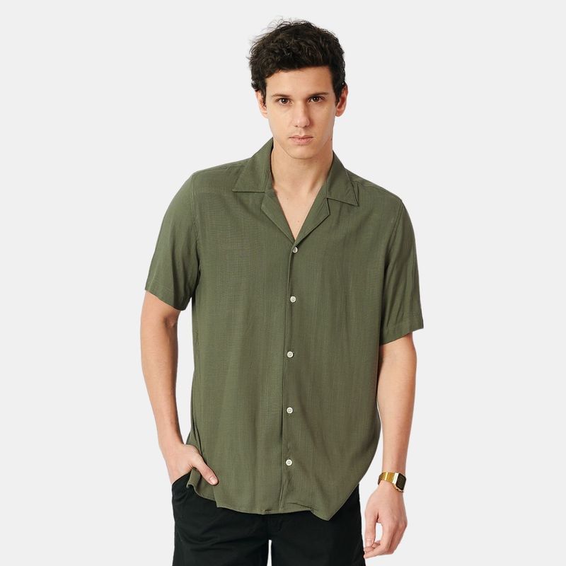 SAN COSME - Camisa Lino Hombre Verde