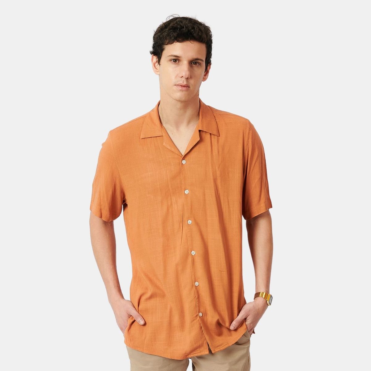 SAN COSME - Camisa Lino Hombre Lacre