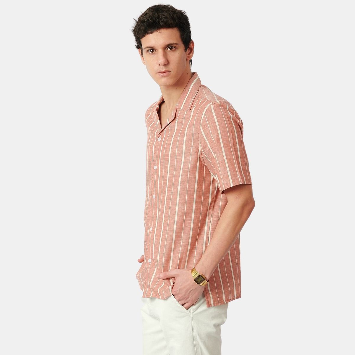 SAN COSME - Camisa Manga Corta Hombre Rayas