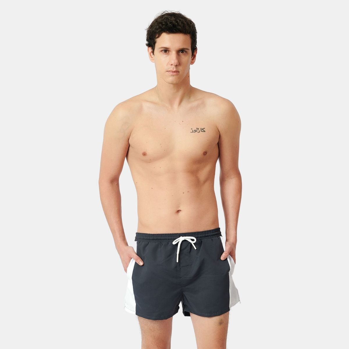 SAN COSME - Short de Baño Hombre Gris Oscuro