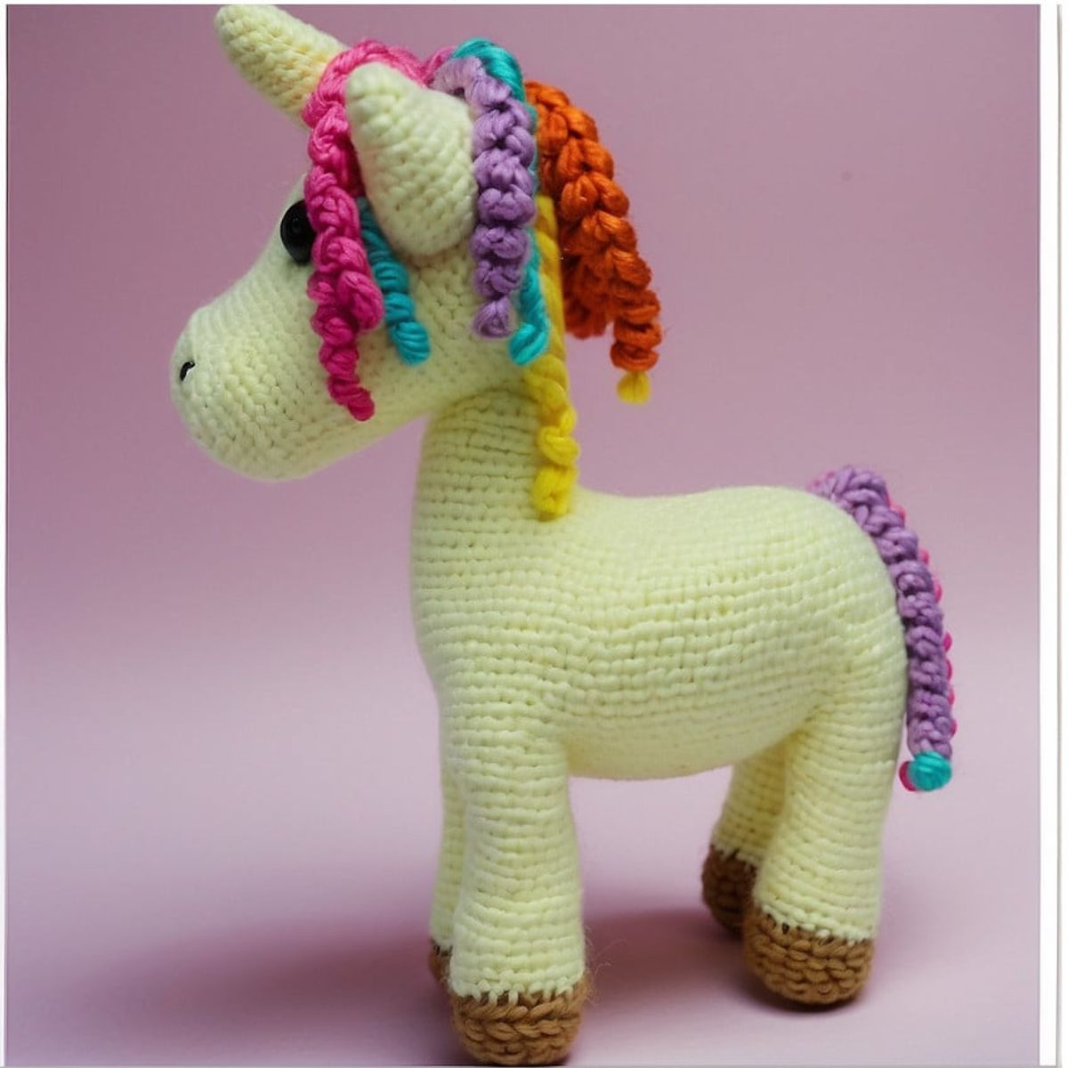 HECHO A MANO - Muñeco Amigurumi Unicornio 27 cm alto Hilo Algodon