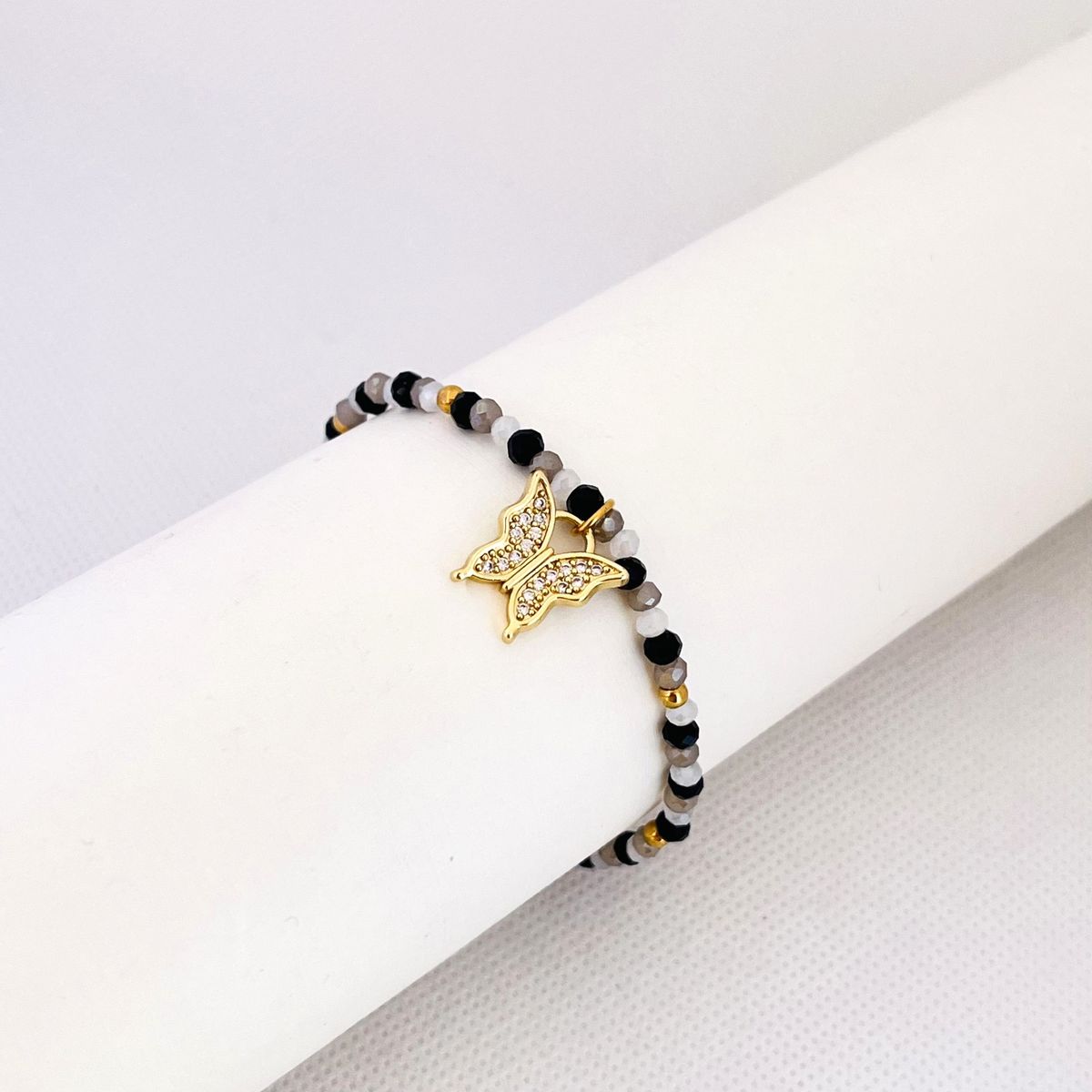 GENERICO - Pulsera Regulable Muranos y Acero Mariposa - Heydi