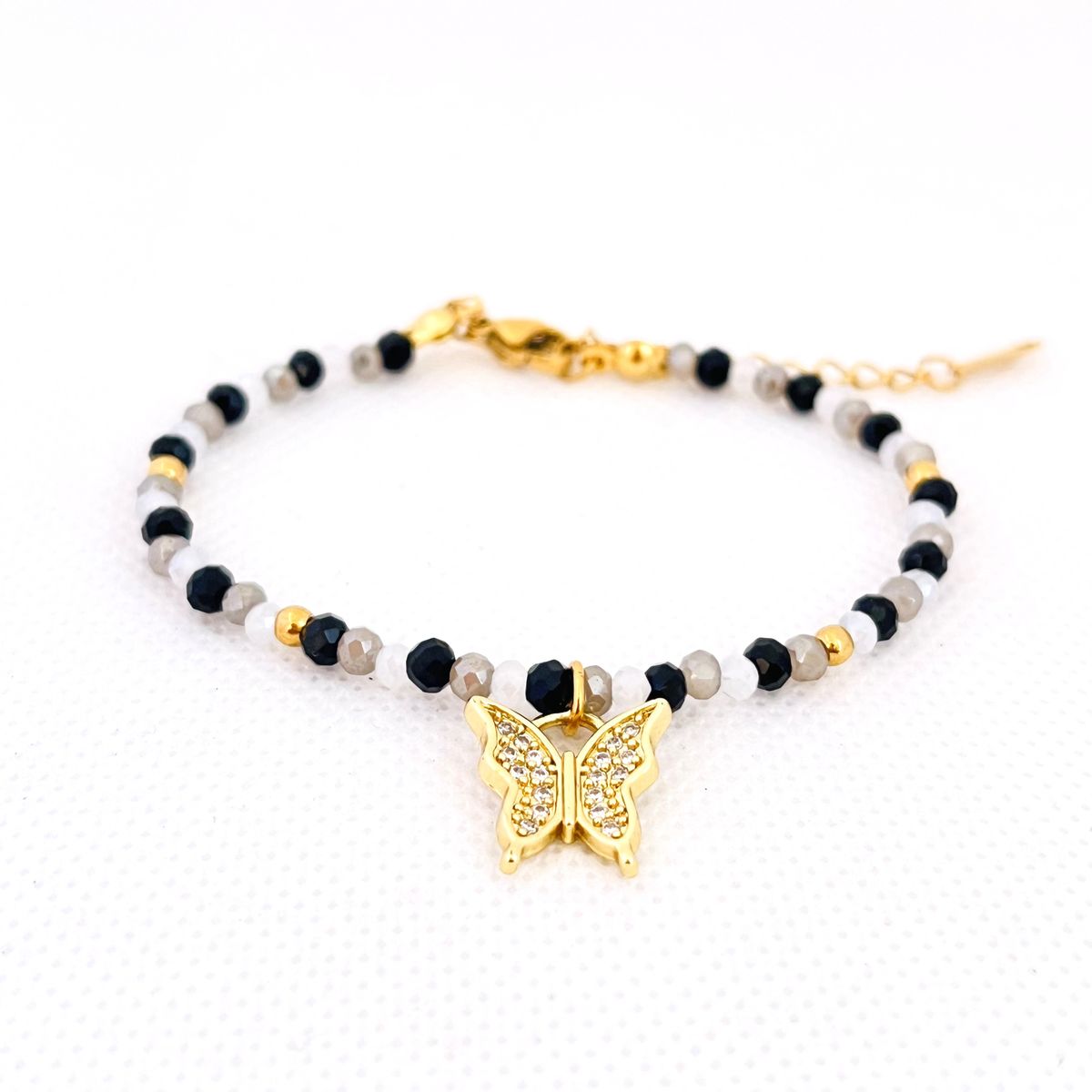 GENERICO - Pulsera Regulable Muranos y Acero Mariposa - Heydi