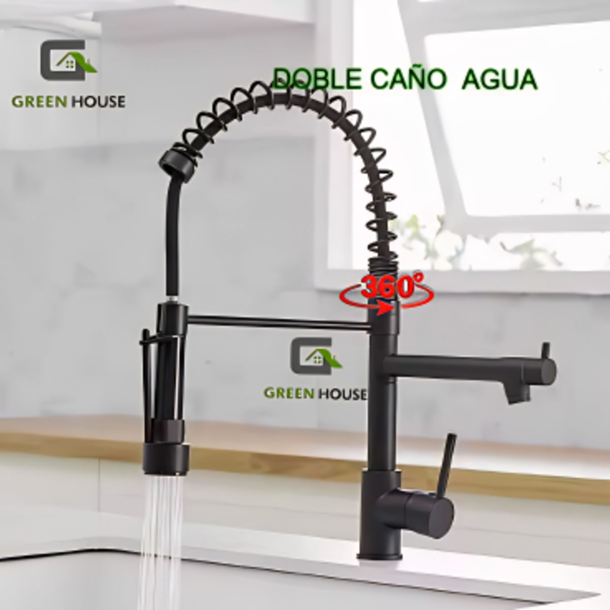 GREEN HOUSE - GRIFERIA ACERO DOBLE CAÑO AGUA FRIA ENTRADA DE MEDIA