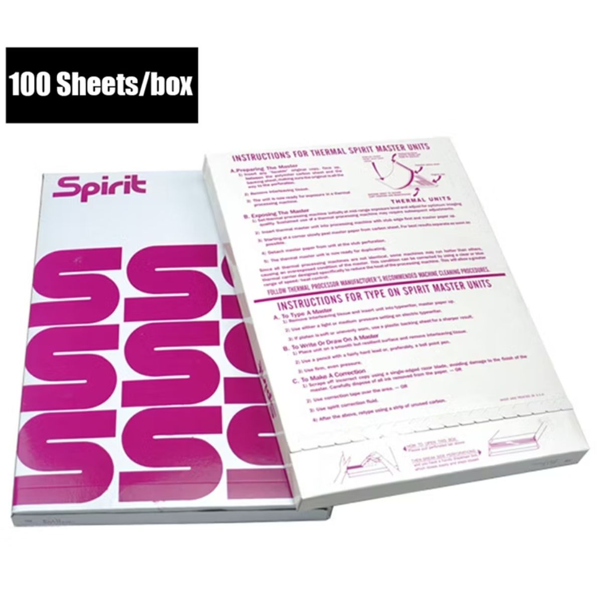 SPIRIT - PAPEL DE TATUAJE SPIRIT CAJAX100HOJAS