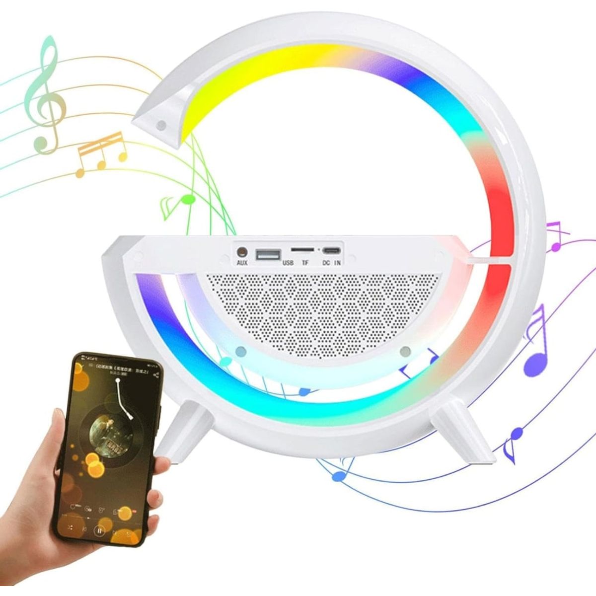 GENERICO - Parlante Smart 4 en 1 Cargador Inalámbrico Bluetooth Luces RGB