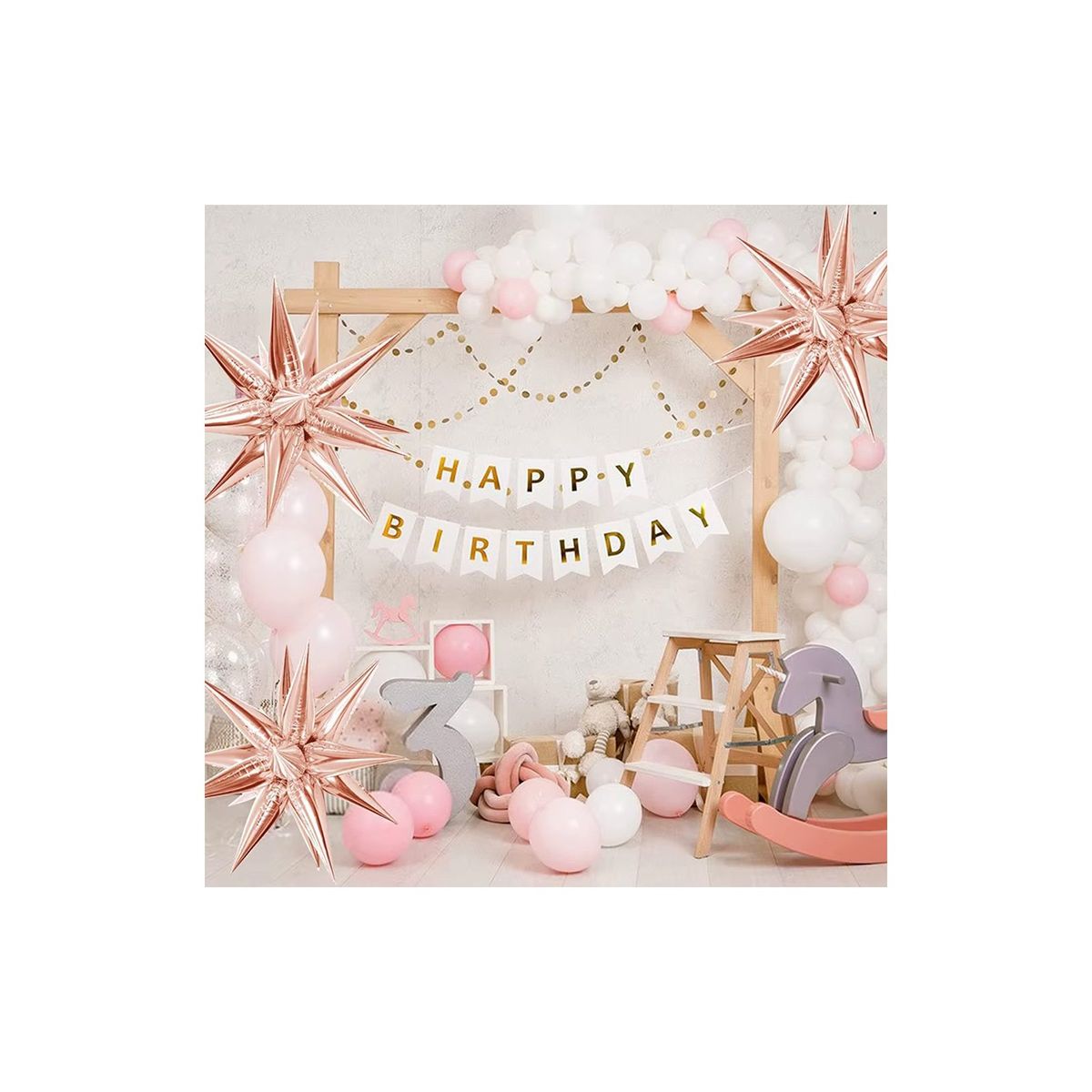 GENERICO - 6  Globos Estrella  Mágica Explosiva ROSE GOLD 40cm