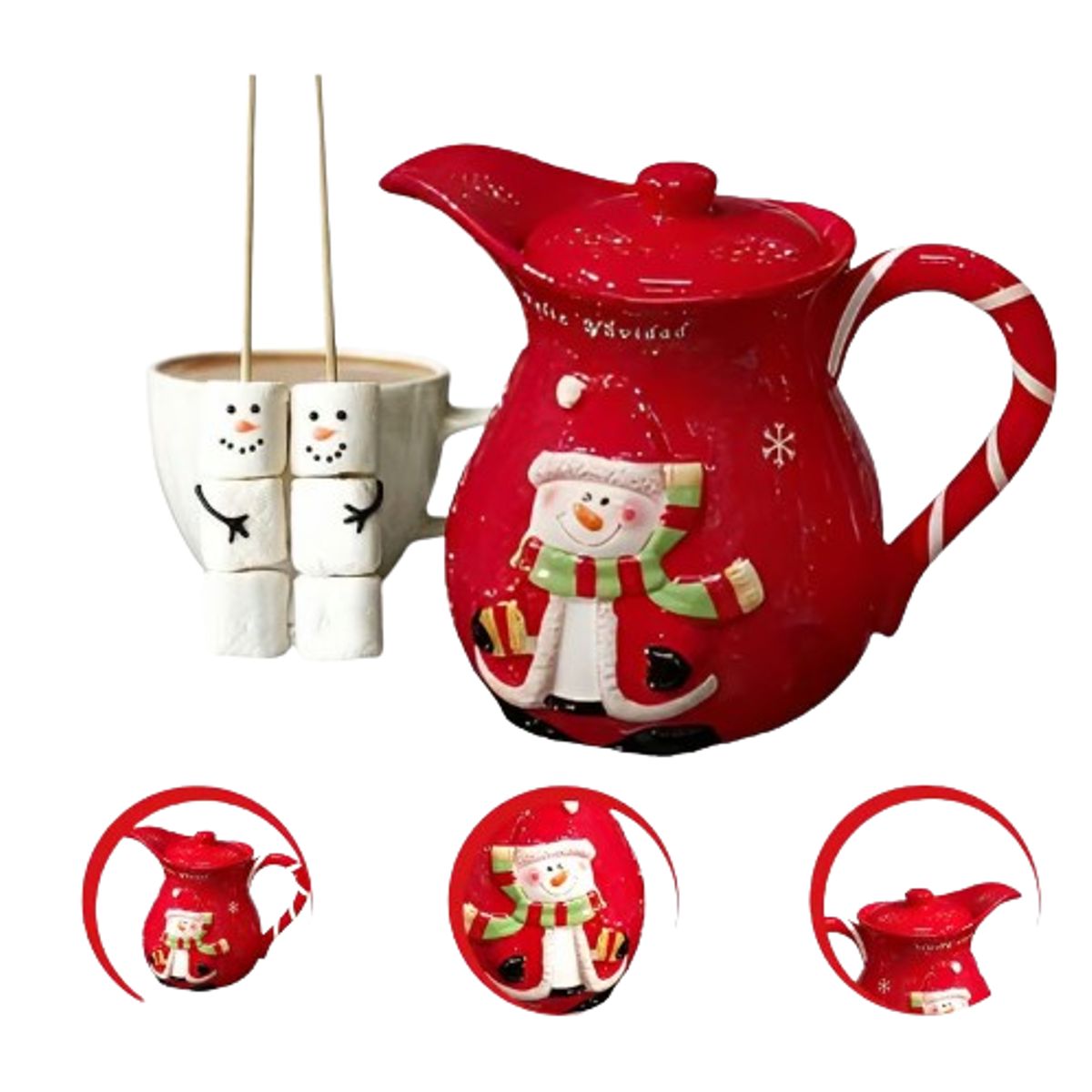 GENERICO - Jarra Navideña con diseño Muñeco de Nieve