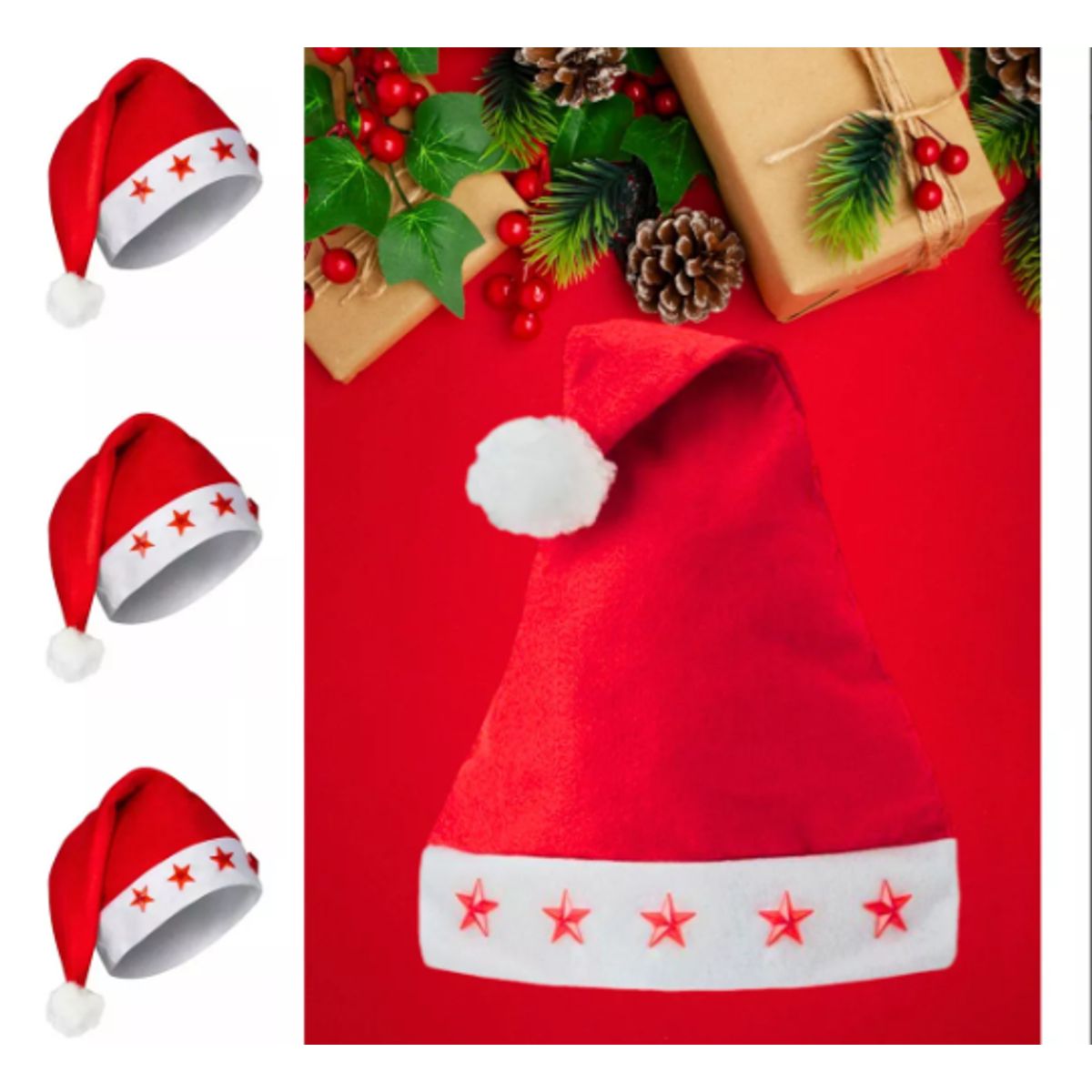 GENERICO - Gorros Navideños con Luces - Pack de 3