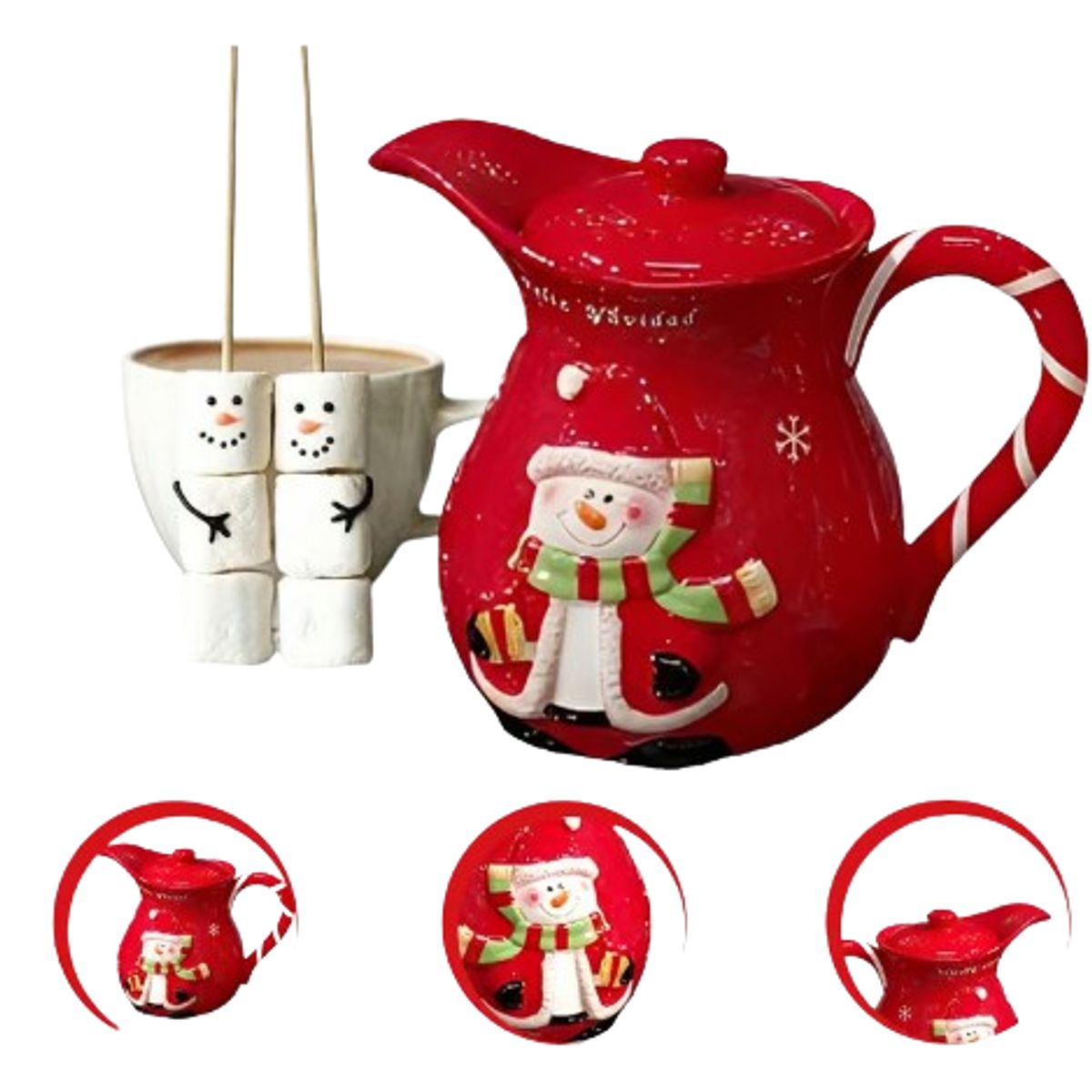 GENERICO - Jarra Navideña con diseño Muñeco de Nieve