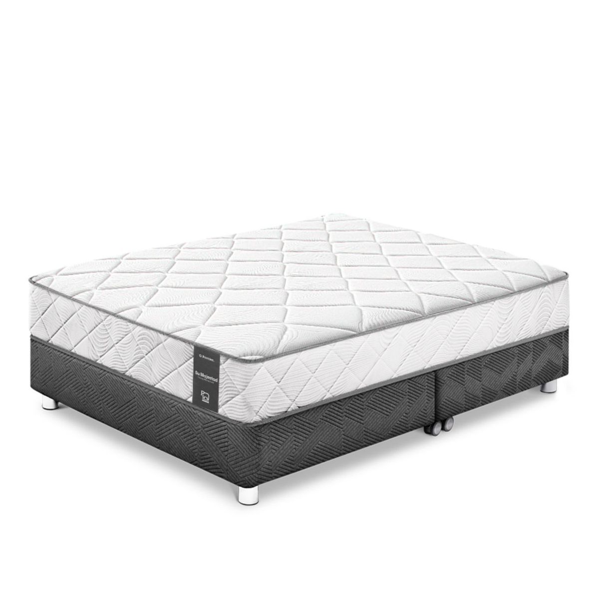 PARAISO - Cama Box Tarima Su Majestad De Lujo King Acero + 2 Almohadas + Protector