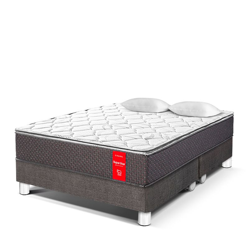 PARAISO - Cama Box Tarima Super Star King + 2 Almohadas + Protector