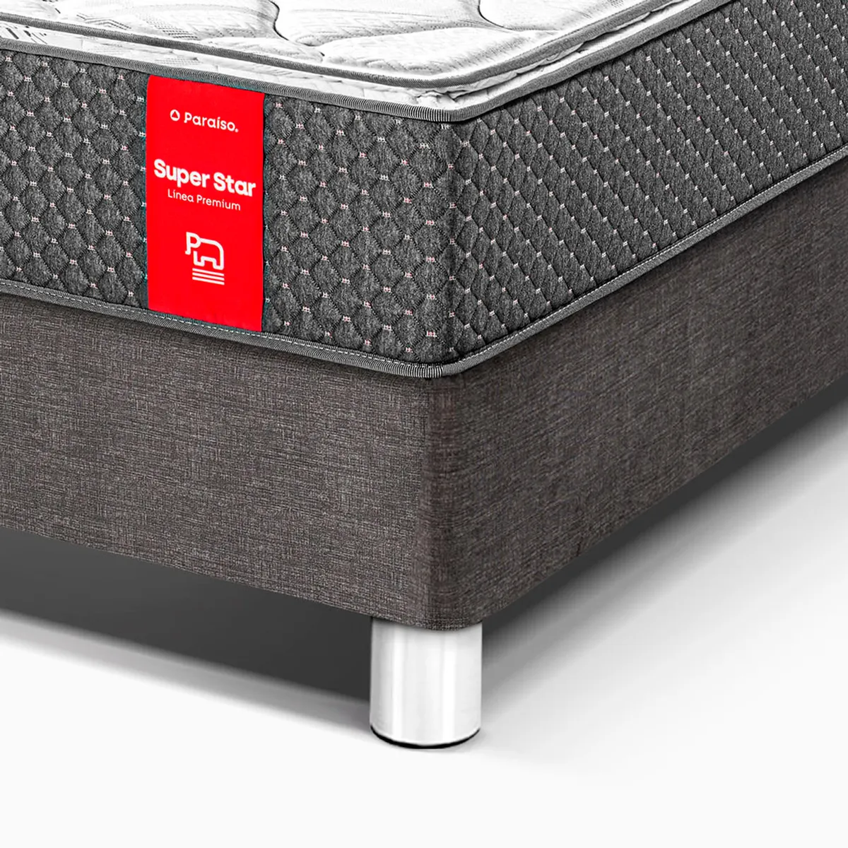 PARAISO - Cama Box Tarima Super Star King + 2 Almohadas + Protector