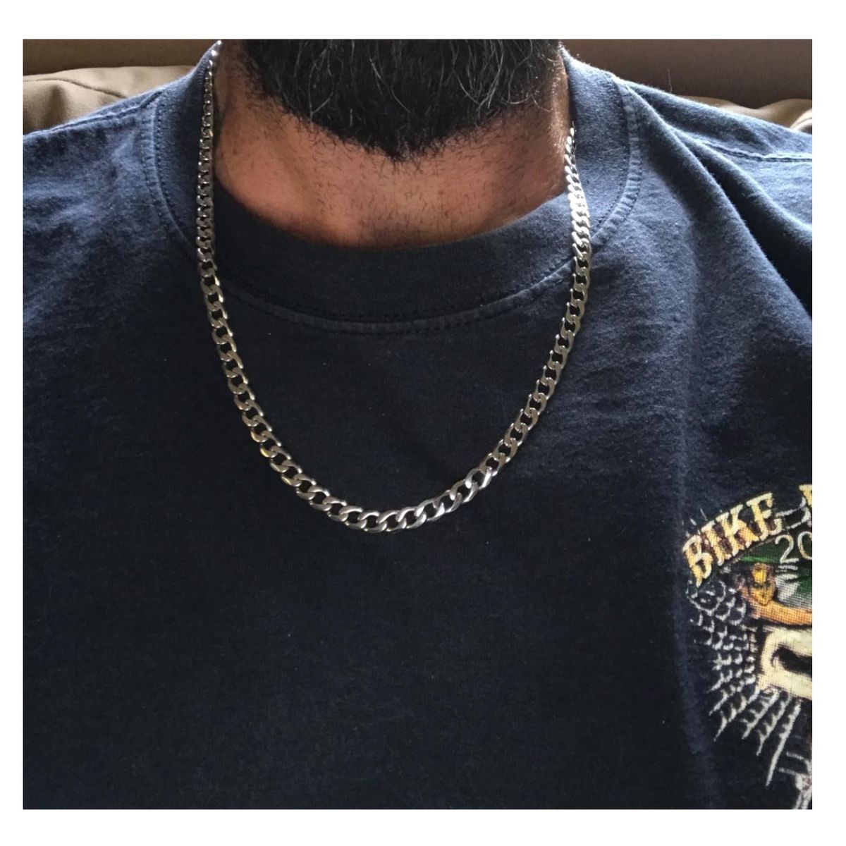 OEM - Cadena Collar Hombre Eslabon Semi Grueso Acero Inoxidable 316L x SAN VALENTIN