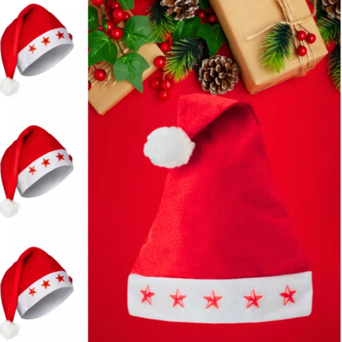GENERICO - Gorros Navideños con Luces - Pack de 3