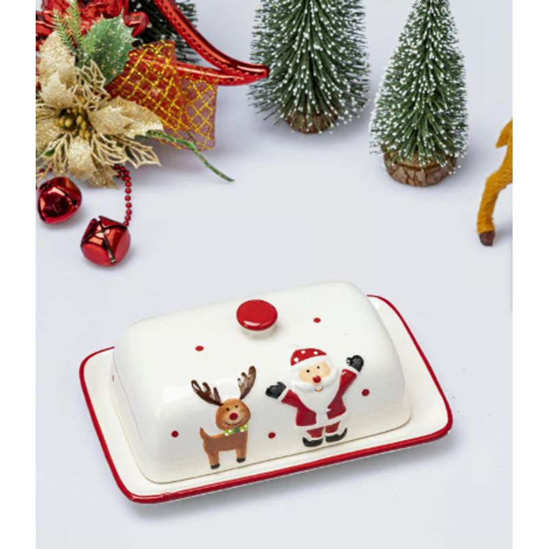 GENERICO - Mantequillera Navideño de Papa Noel y Reno