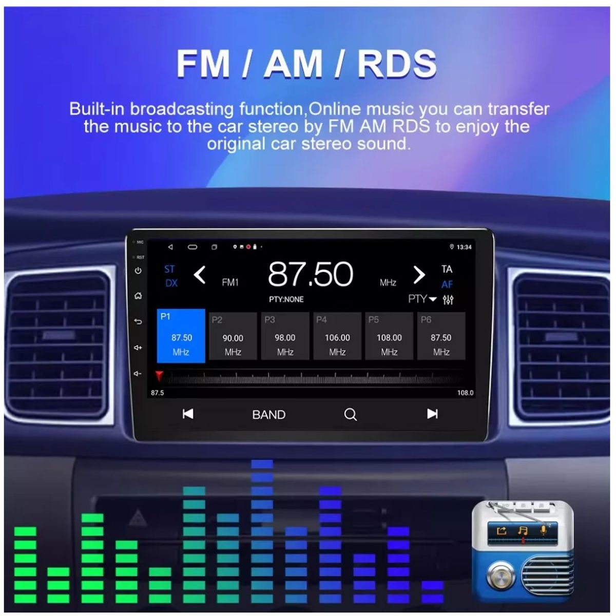 GENERICO - Auto Radio Android 4+64gb 8-core 10puLG Bt Wifi Doble Camara