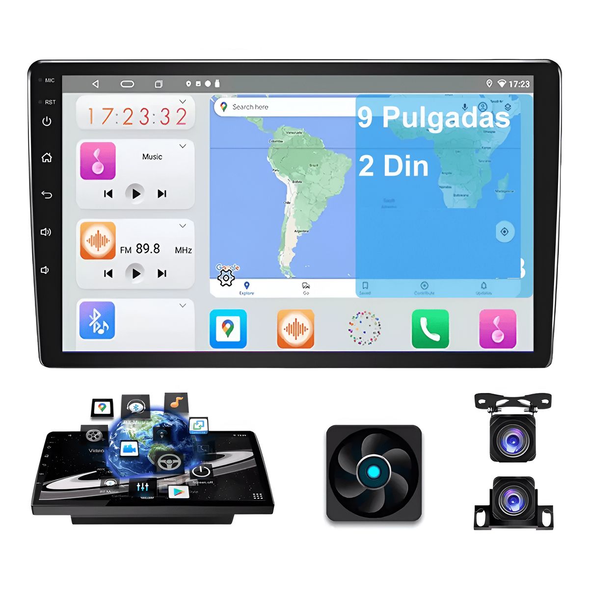 GENERICO - Auto Radio Android 4+64gb 8-core 9puLG Bt Wifi Doble Camara