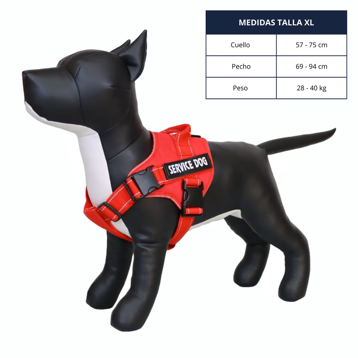 GENERICO - ARNÉS PARA PERROS DE SERVICIO SIN TIRO COLOR ROJO TALLA XL