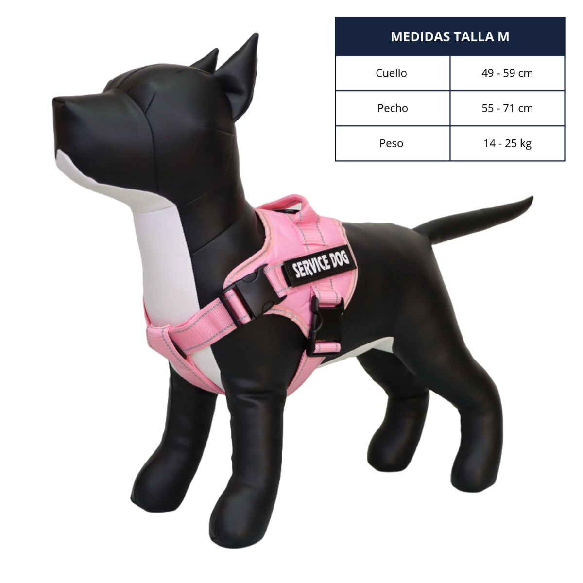 GENERICO - ARNÉS PARA PERROS DE SERVICIO EXTRA DOBLE COLOR ROSADO TALLA M