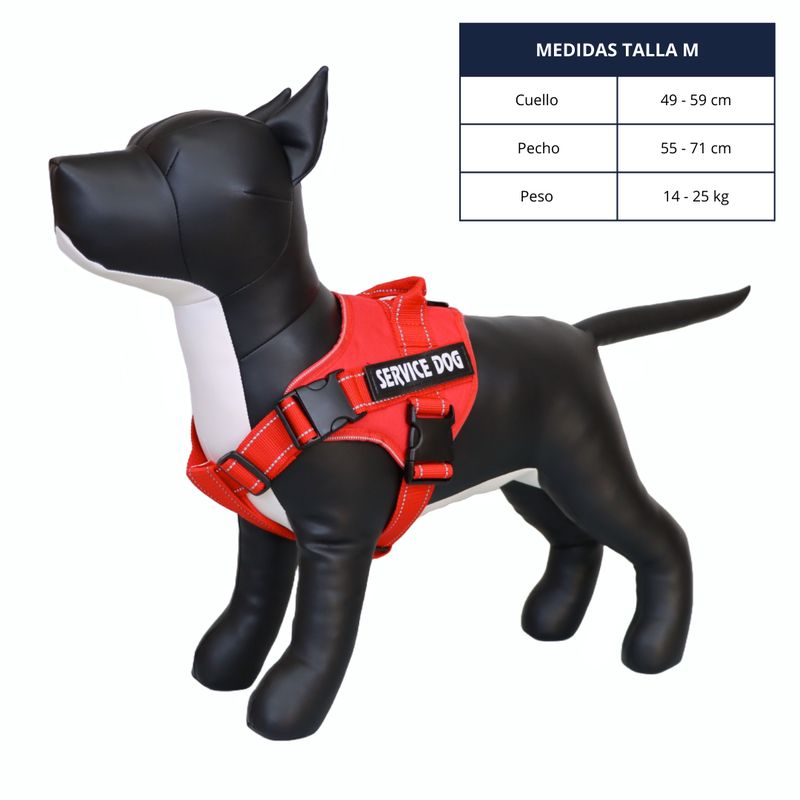 GENERICO - ARNÉS PARA PERROS DE SERVICIO SIN TIRO COLOR ROJO TALLA M
