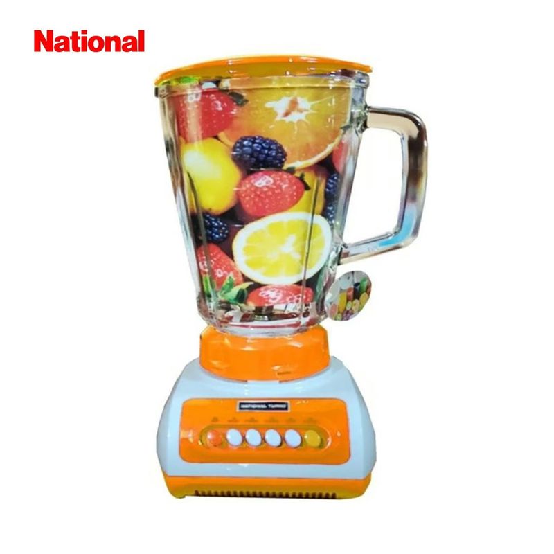 NATIONAL - Licuadora National Turbo con Doble Vaso de Vidrio Templado 900W Naranja