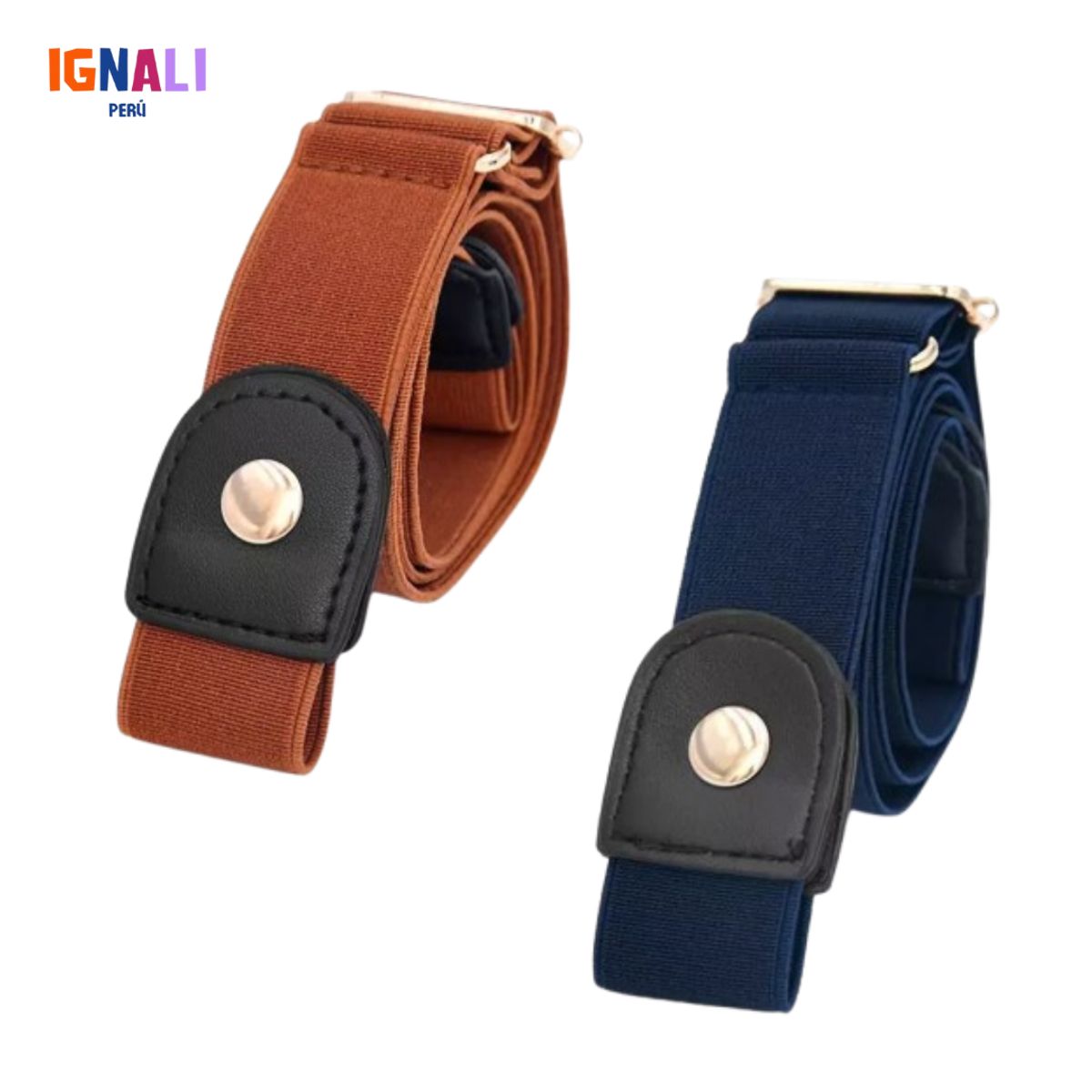 GENERICO - Duo Cinturón elástico unisex sin hebilla