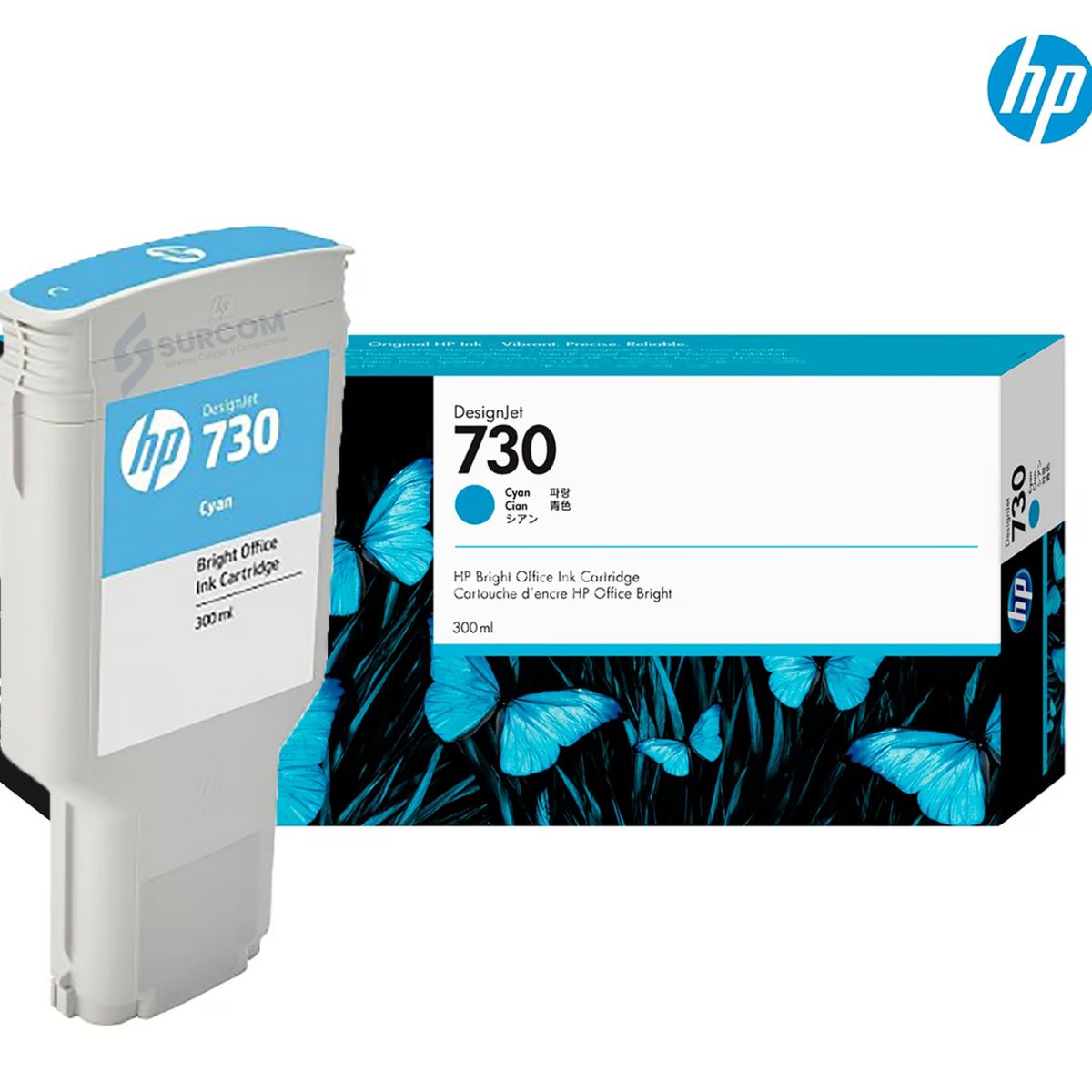 HP - Cartucho de Tinta HP 730 Cian Original de 300 ml