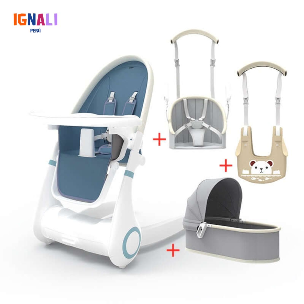 GENERICO - Silla de comer premium verde 4 en 1 multifuncion infantil