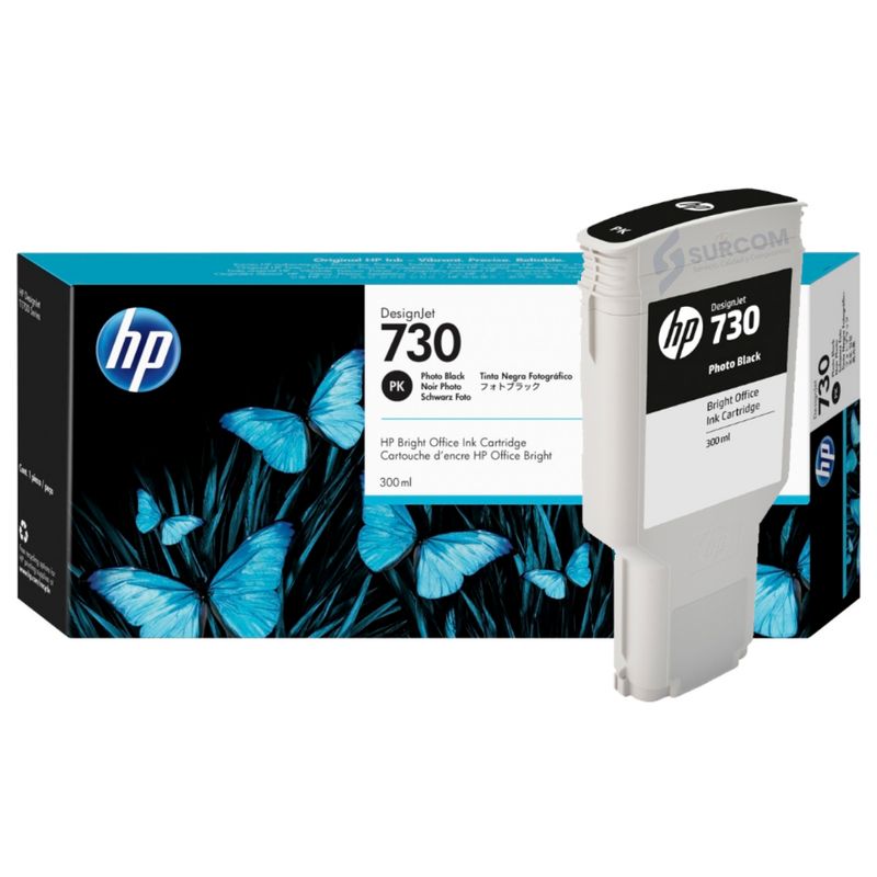 HP - Cartucho de Tinta HP 730 Photo Black Original de 300 ml