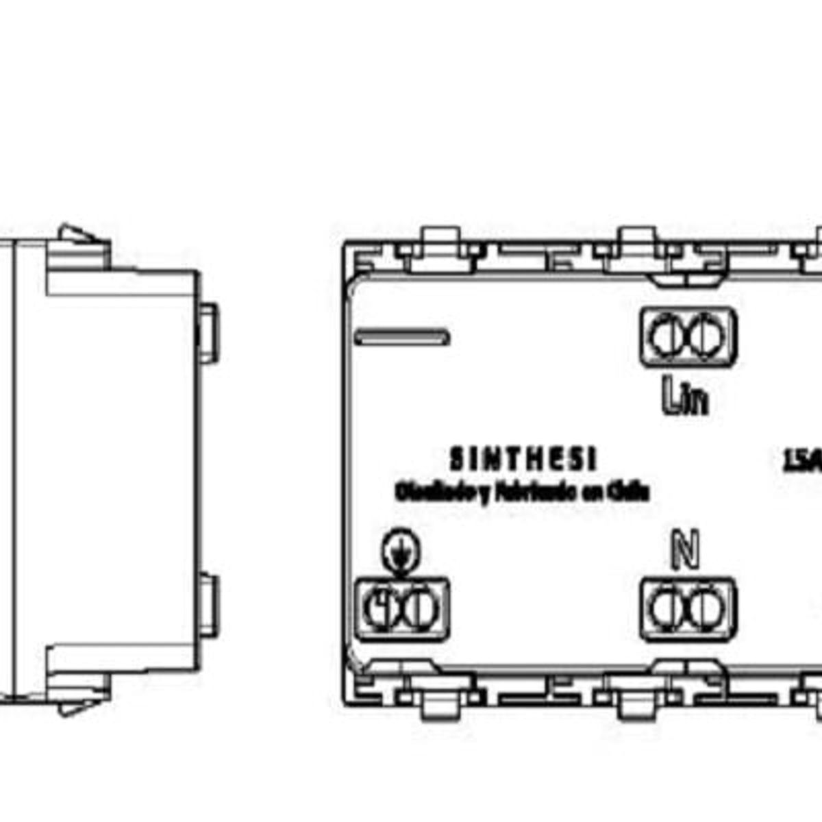 SINTHESI - DADO TOMACORRIENTE DUPLEX AMERICANO DE 3 MODULOS S22