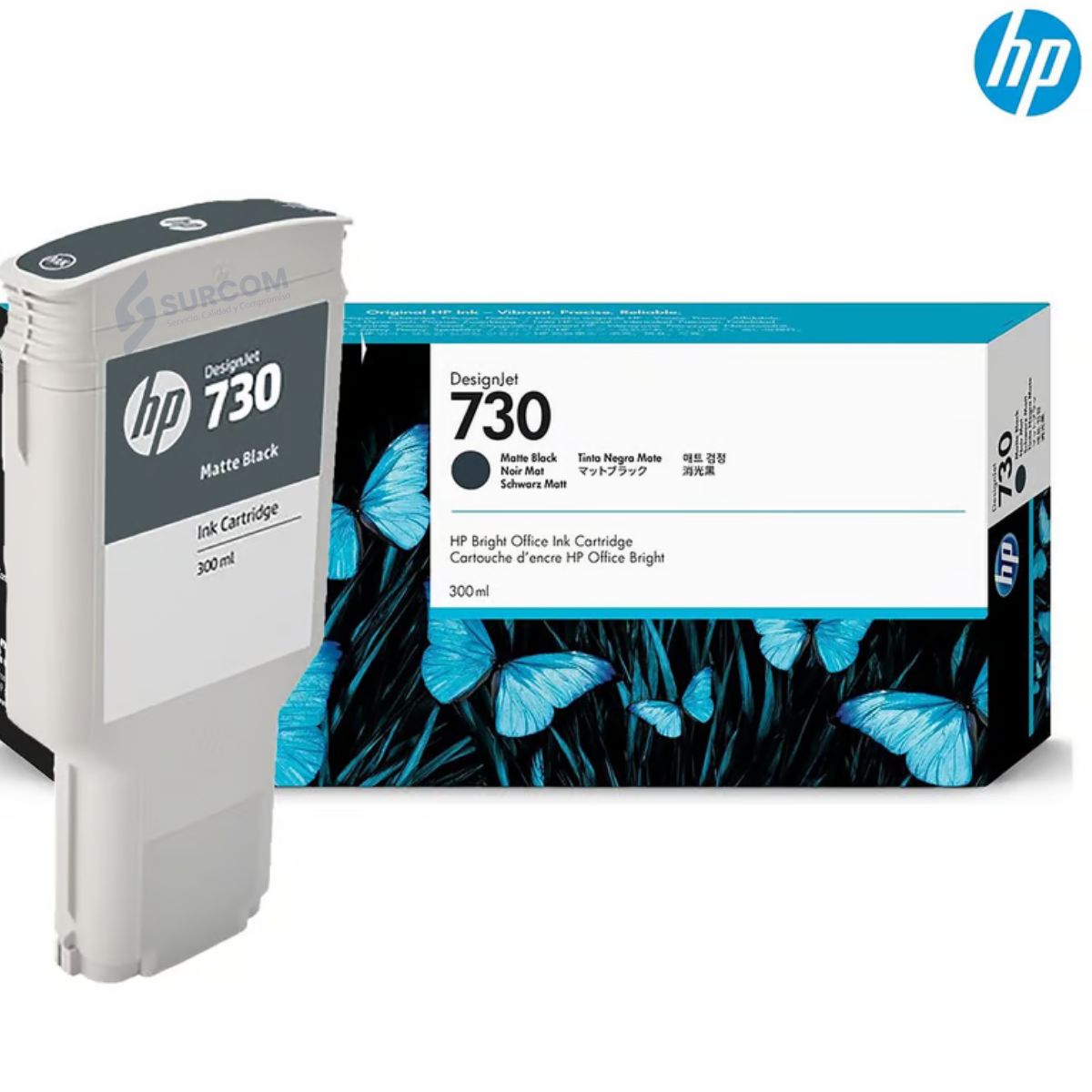 HP - Cartucho de Tinta HP 730 Matte Black Original de 300 ml