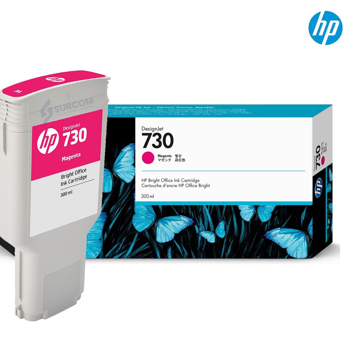 HP - Cartucho de Tinta HP 730 Magenta Original de 300 ml