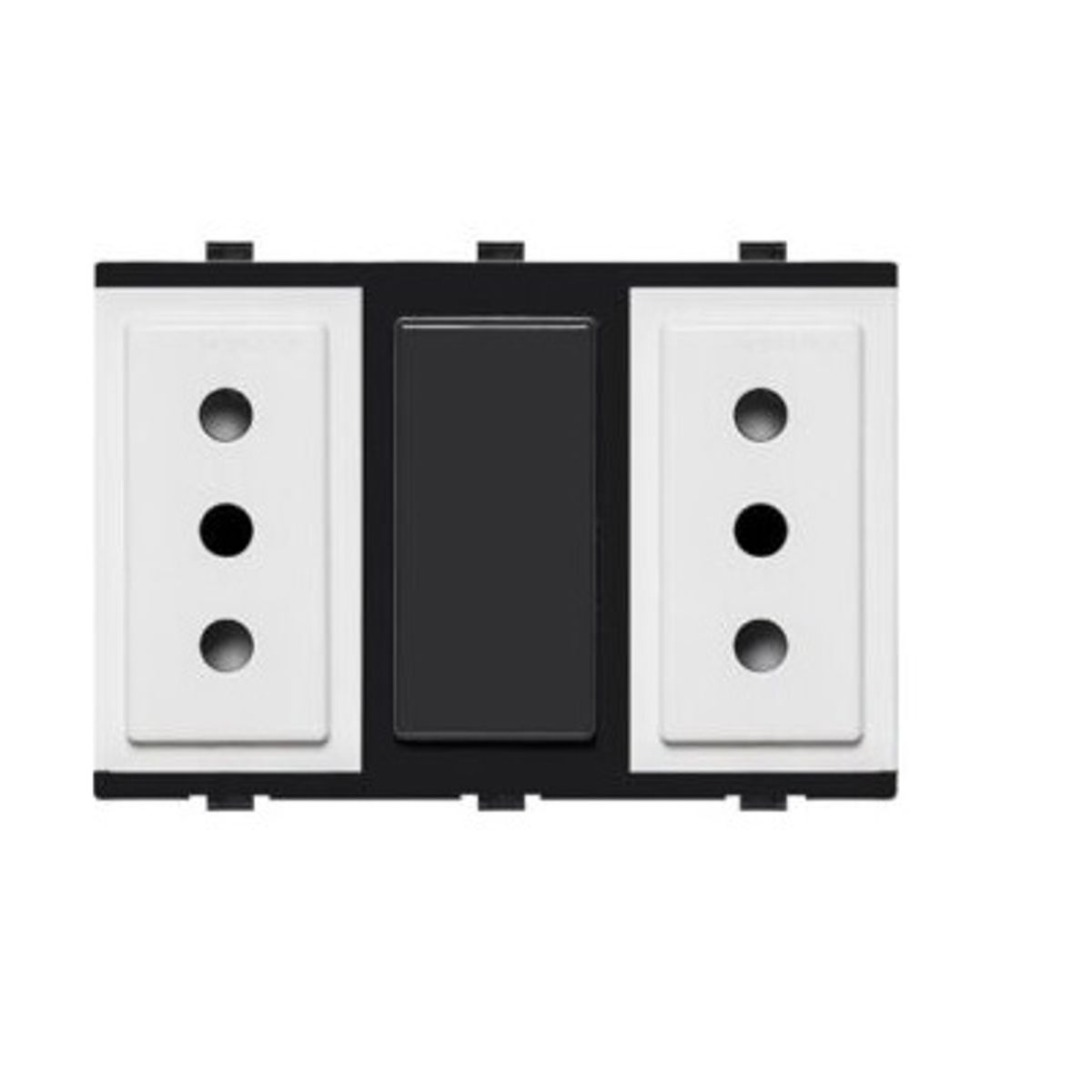 SINTHESI - DADO TOMACORRIENTE DUPLEX TRES EN LINEA DE 3 MODULOS S17 BLANCO