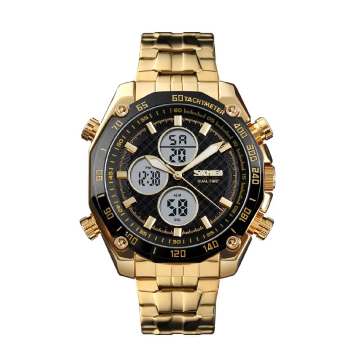 SKMEI - Reloj Analogo Digital 1302 Grueso Dorado