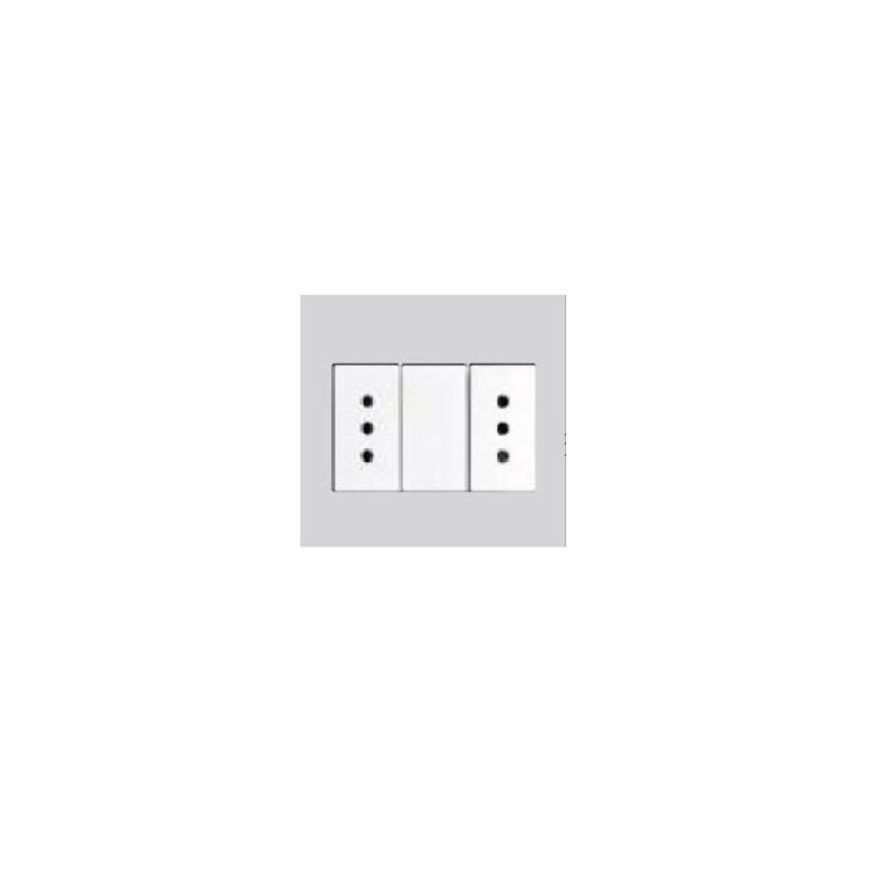 SINTHESI - DADO TOMACORRIENTE DUPLEX TRES EN LINEA DE 3 MODULOS S22